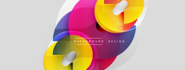 Soyut renkli şekiller örtüşür, dinamik görsel efekt yaratır. Parlak mor, sarı, beyaz renkler kompozisyona hakim. Modern tasarım ögesi.