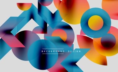 Soyut renkli şekiller örtüşür, dinamik görsel doku yaratır. Gradyan renkler harmanlanır, modern arkaplan tasarımı oluşturulur.