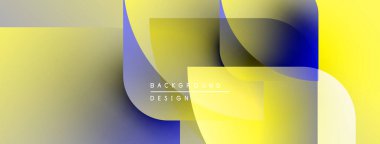 Soyut geometrik şekiller örtüşür, parlak sarı ve mavi renkler yaratır. Modern tasarım dinamik ve temiz hissettiriyor. Metin arkaplan tasarımı okur.