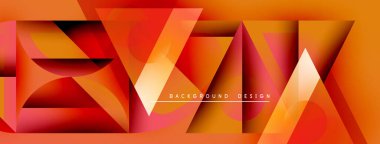 Soyut geometrik tasarım. Turuncu, kırmızı renkler dinamik katmanlı etki yaratır. Çeşitli projeler için modern arkaplan.