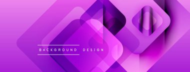 Soyut mor arkaplan. Üst üste binen kareler dinamik görsel efekt yaratır. Modern tasarım elementleri parlak estetik sunar.