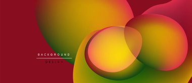 Soyut, enerjik bir arkaplan. Üst üste binen daireler, kırmızı, turuncu, sarı ve yeşil renkleri harmanlayarak dinamik renk değişimleri yaratır. Modern tasarım ögesi.