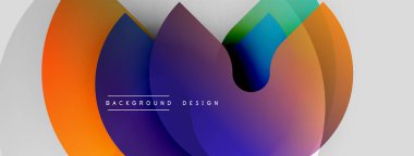Soyut renkli çakışan daireler dinamik görsel efekt yaratır. Modern tasarım öğeleri akıcılığı ve yeniliği önerir. Arkaplan özellikleri metin.