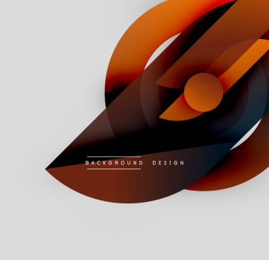 Soyut tasarım özellikleri üst üste binen şekiller, sıcak renkler, gradyanlar. Modern estetik, dinamik bileşim, uygun arkaplan ögesi.