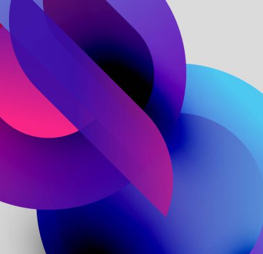 Soyut sıvı şekilleri kesişir. Canlı renkler karışıyor, dinamik görsel deneyim yaratıyor. Yumuşak eğimler hareketi, derinliği gösterir.