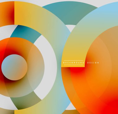 Soyut daireler örtüşüyor, canlı renk eğimleri yaratıyor. Sıcak ve serin renklere sahip modern tasarım. Basit, temiz estetik..