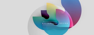 Soyut renkli şekiller çakışıyor. Gradyan renkler dinamik görsel efekt yaratır. Arkaplan ve sunumlar için modern tasarım ögesi.