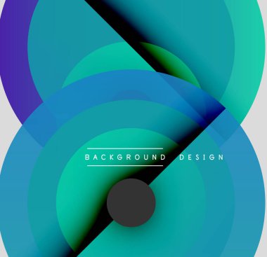 Soyut katmanlar dinamik görsel efekt yaratır. Mavi, yeşil renkler kompozisyona hakim. Merkezi koyu çember kontrastı ekliyor. Modern tasarım ögesi.