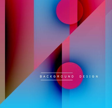 Soyut geometrik bileşim. Canlı renkler karışıyor, dinamik görsel deneyim yaratıyor. Şekiller çakışıyor, modern tasarımı oluşturuyor.