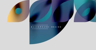 Soyut şekiller örtüşür, dinamik değişim etkisi yaratır. Modern tasarım öğeleri yenilik, akıcılık, görsel ilgi.