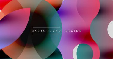 Soyut renkli çakışan daireler dinamik arkaplan oluşturur. Modern tasarım canlı renklere, pürüzsüz eğimlere sahiptir..