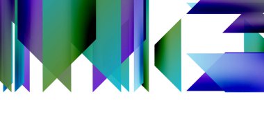 Soyut geometrik şekiller, canlı renkler, dikey çizgiler, modern tasarım. Kompozisyonda mavi, yeşil, mor renkler var. Minimalist estetik.