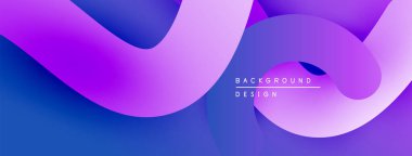 Soyut akışkan şekiller, canlı mor renkler derin maviler ile harmanlanır. Modern tasarım hareket, derinlik, görsel cazibe.