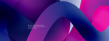 Soyut sıvı şekiller, canlı mor renkler tasarımda baskın. Pürüzsüz gradyanlar dinamik bileşim oluşturur. Modern arkaplan dokusu.
