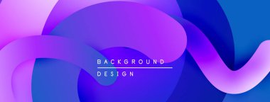 Soyut sıvı şekilleri, canlı mor, mavi gradyanlar. Modern tasarım öğesi, düz eğriler, dinamik kompozisyon. Arkaplan dokusu.