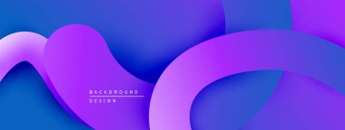 Soyut sıvı şekiller, canlı mor renkler derin maviler ile harmanlanır. Modern tasarım hareketi, enerjiyi, pürüzsüz geçişleri çağrıştırıyor.