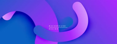 Soyut sıvı şekilleri, canlı mor mavi gradyan. Modern tasarım, düz kıvrımlar, katmanlı efekt. Minimalist arkaplan dokusu.