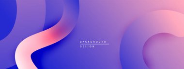 Soyut sıvı şekilleri mor, pembe ve mavi renkleri harmanlıyor. Modern tasarım dinamik görsel akış yaratır. Minimalist estetik giysiler.