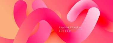 Soyut sıvı şekiller, canlı pembeler, portakallar pürüzsüz bir arkaplan oluşturur. Dijital projeler için modern tasarım ögesi.