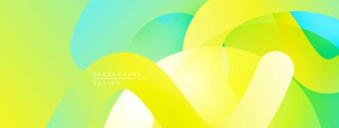 Soyut, enerjik bir arkaplan. Üst üste binen şekiller pürüzsüz renk geçişleri yaratır. Sarı, yeşil, turkuaz renkler tasarımda baskın..
