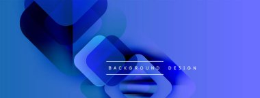 Soyut mavi gradyanlar üst üste binen şekiller oluştururlar. Metin arka plan tasarımı okur. Modern, dinamik kompozisyon. Basit ama çarpıcı görsel.