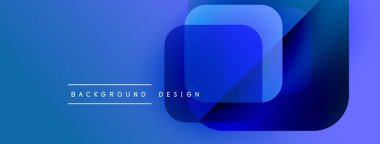 Soyut mavi arkaplan. Üst üste binen kareler modern tasarım yaratır. Dereceli gölgeler derinlik ve görsel ilgi sunar. Metin arkaplan tasarımı okur.