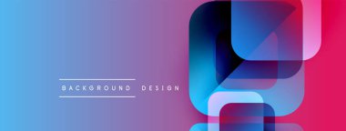 Soyut eğim arkaplanı. Üst üste binen şekiller modern tasarım yaratır. Mavi, mor, pembe renkler kompozisyona hakim. Minimalist estetik.