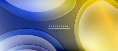 Soyut arkaplan özellikleri üst üste biniyor. Mavi, sarı renkler modern tasarım yaratıyor. Gradyan gölgeler derinlik ve görsel ilgi sağlar.
