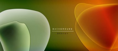 Soyut gradyanlar harmanlanarak sıvı şekiller oluşturur. Arkaplan özellikleri metin, basit tasarım, sıcak tonlar baskın bileşim.