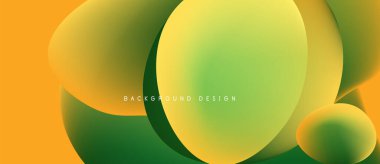 Soyut eğimler çakışıyor, akışkan şekiller yaratıyor. Sarılar, yeşiller, portakallar düzgün bir şekilde harmanlanır. Arka planlar için modern tasarım ögesi.