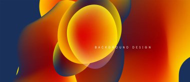 Soyut sıvı şekiller, canlı renklerin karışımı. Turuncu, mavi renkler dinamik kompozisyon yaratır. Arka planlar için modern tasarım ögesi.