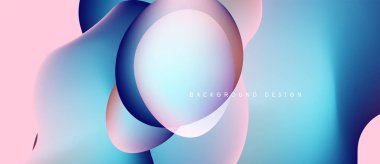 Soyut sıvı şekiller, pastel renklerin karışımı. Modern tasarım, pürüzsüz eğimler dinamik kompozisyon yaratır. Arkaplanda metin ögeleri.