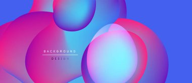 Soyut sıvı şekilleri örtüşür ve canlı renk değişimleri yaratır. Mavi, pembe, mor renkler tasarımda baskın. Metin arkaplan tasarımı okur.