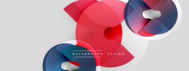 Soyut geometrik şekiller üst üste binerek dinamik kırmızı ve mavi renkler yaratıyor. Açık gri arkaplanı olan minimalist tasarım. Modern görsel kompozisyon.