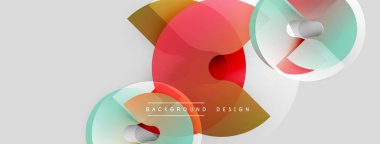 Soyut geometrik şekiller örtüşüyor, canlı renk eğimleri yaratıyor. Modern tasarım pürüzsüz geçişler ve hafif arkaplan içerir.
