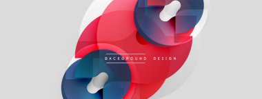 Soyut sıvı şekilleri, kırmızı, mavi, beyaz. Modern tasarım elementleri dinamik bileşim yaratır. Minimalist geçmiş yenilik ve teknoloji öneriyor.