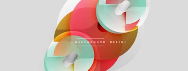 Soyut sıvı şekiller, canlı renkler, modern tasarım. Üst üste binen elementler dinamik bileşim oluşturur, hafif gölgeler oluşur.