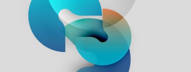 Soyut sıvı şekilleri örtüşür ve yumuşak eğimler yaratır. Mavi, turuncu renkler beyaz arka plana karışıyor. Modern tasarım ögesi.