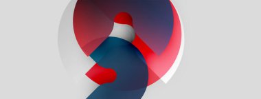 Üst üste binen daireler içeren soyut kompozisyon. Kırmızı, beyaz, donanma renkleri dinamik görsel efekt yaratır. Minimalist tasarım, modern estetik.