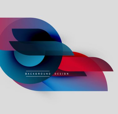 Soyut şekiller örtüşüyor, canlı renk değişimleri yaratıyor. Modern tasarım elementleri dinamik hareket, görsel ilgi.