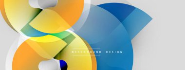 Soyut şekiller örtüşüyor, canlı renk değişimleri yaratıyor. Modern tasarım pürüzsüz geçişler, ışık efektleri, dinamik bileşimler içerir.