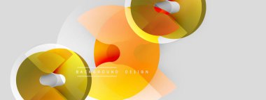 Soyut geometrik şekiller, turuncu, sarı renkler. Modern tasarım elementleri örtüşüyor, dinamik görsel efekt yaratıyor. Işık eğimleri mevcut.