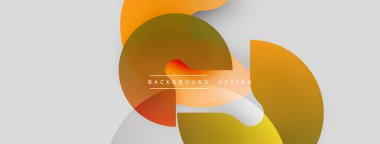 Soyut sıvı şekilleri üst üste binerek dinamik bileşim oluşturur. Metin arkaplan tasarımı mevcutken, sıcak renkler baskın gelir. Minimalist stil.