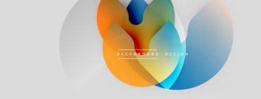 Soyut renkli şekiller örtüşür, dinamik görsel efekt yaratır. Modern tasarım elementleri yenilik ve akıcılık öneriyor.