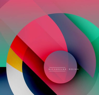 Soyut renkli çemberler dinamik görsel efektler yaratıyor. Eğilimli modern tasarım, pürüzsüz geçişler, canlı renkler.