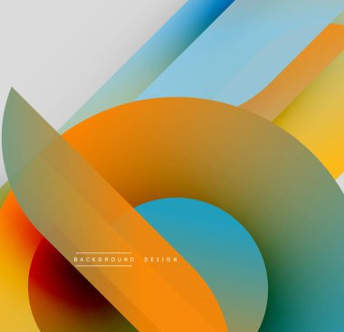 Soyut katmanlar örtüşüyor, canlı renk değişimleri yaratıyor. Modern tasarım pürüzsüz geçişler, geometrik şekiller içerir.