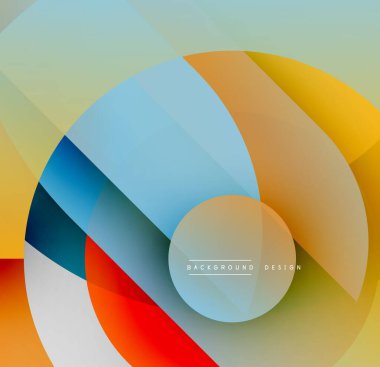 Soyut renkli tasarım. Üst üste binen daireler dinamik görsel efekt yaratır. Sıcak, serin tonlar kusursuz bir şekilde harmanlanır. Modern arkaplan dokusu.