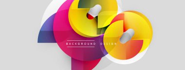 Soyut renkli şekiller örtüşür, dinamik görsel efekt yaratır. Parlak gradyanlar, düz eğriler, mevcut modern tasarım elementleri.