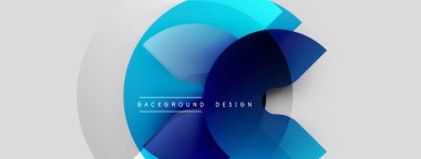 Soyut mavi tasarım. Üst üste binen daireler modern grafik elementleri oluşturuyor. Minimalist stil, arka planlar ve sunumlar için uygun.