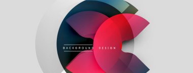 Soyut geometrik şekiller örtüşüyor, canlı renk eğimleri yaratıyor. Modern tasarım elementleri teknoloji, yenilik, dinamizm öneriyor. Beyaz arkaplan karşıtlık sağlar.